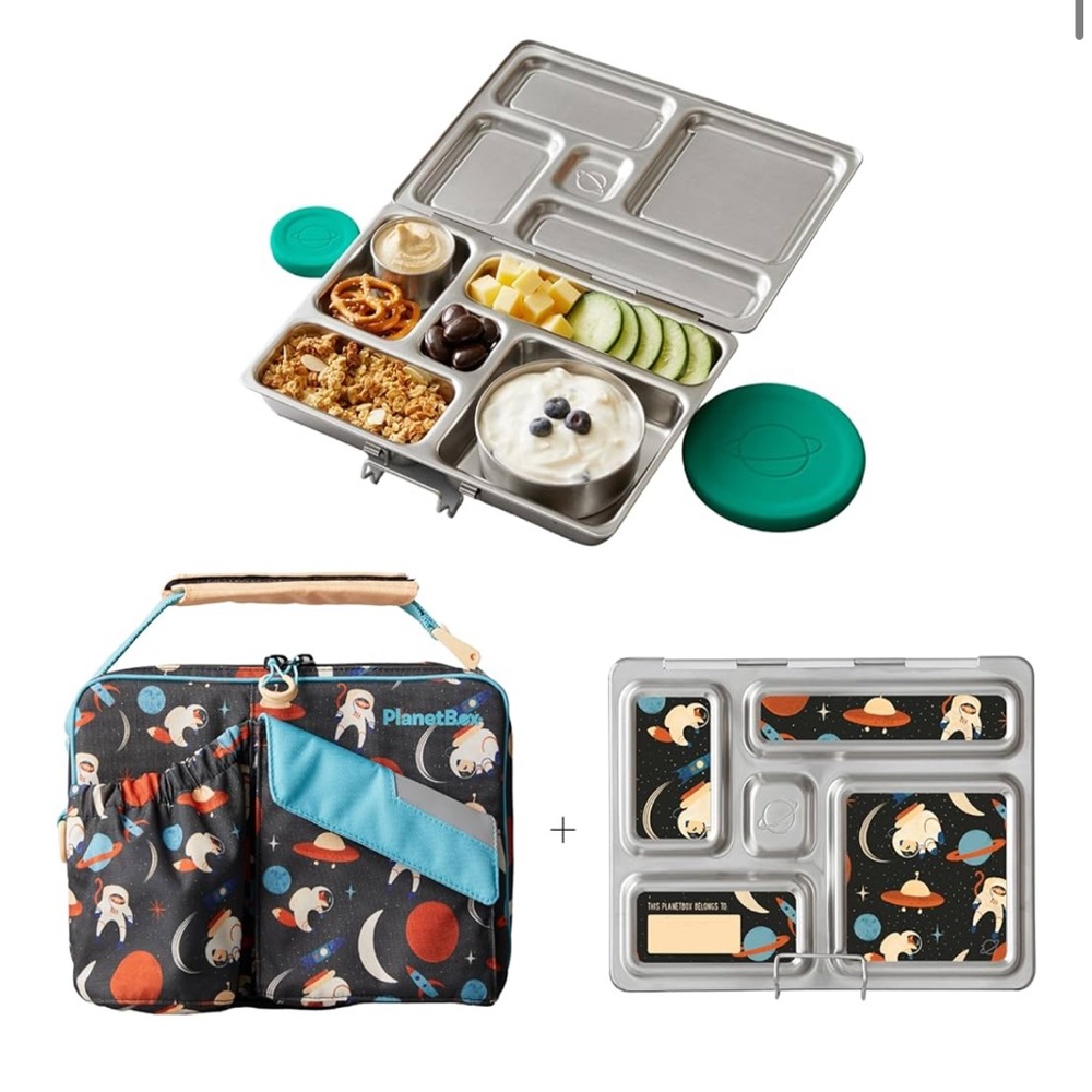 PlanetBox Stainless Steel Lunchbox with Space-Themed Bag
